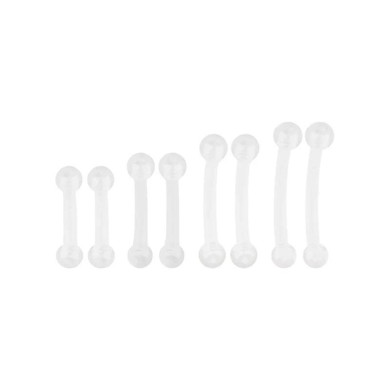 Multi-Pack Clear Curved Barbells - 8 Pack