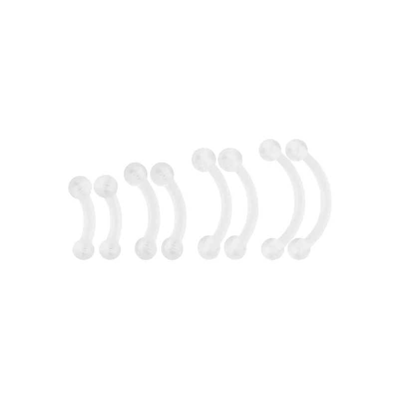 Multi-Pack Clear Curved Barbells - 8 Pack