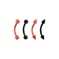 Multi-Pack Black and Red Curved Barbells 4 Pack - 16 Gauge