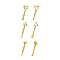 Multi-Pack CZ Goldtone Heart Nose Pins - 20 Gauge