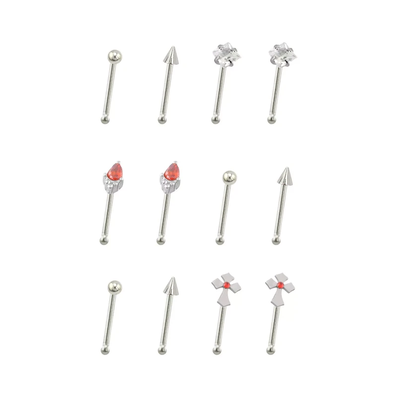 Multi-Pack CZ Cross Nose Pins