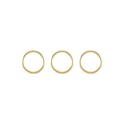 Multi-Pack 14K Gold-Plated Hinged Hoops 3 Pack - 20 Gauge