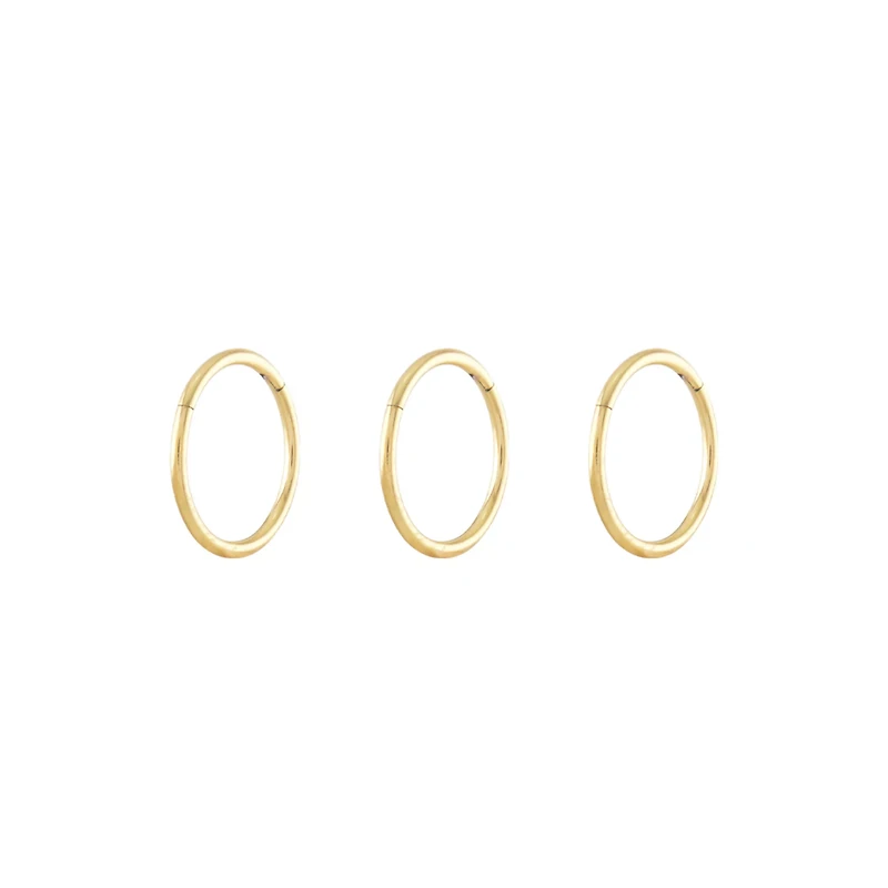 Multi-Pack 14K Gold-Plated Hinged Hoops 3 Pack - 20 Gauge
