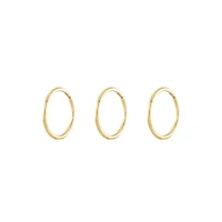 Multi-Pack 14K Gold-Plated Hinged Hoops 3 Pack - 20 Gauge