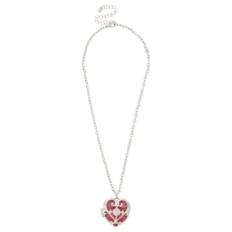 Pink Heart Locket Necklace