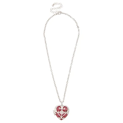 Pink Heart Locket Necklace