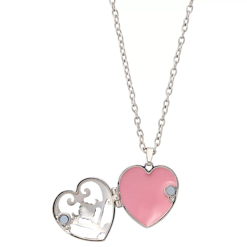 Pink Heart Locket Necklace