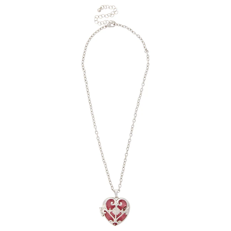 Pink Heart Locket Necklace