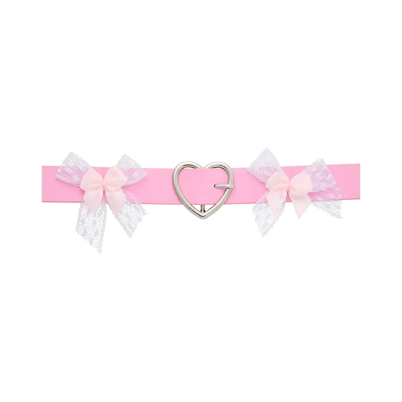 Pink Bows and Heart Choker Necklace