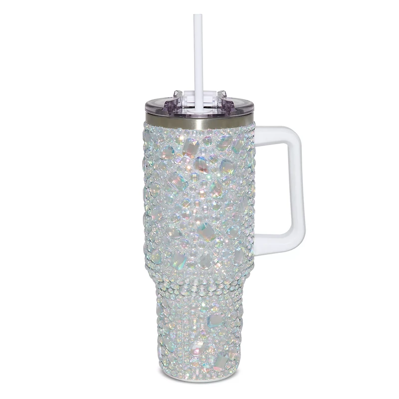 Bedazzled Gemstone Travel Tumbler with Straw - 40 oz.