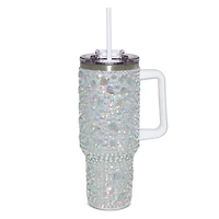 Bedazzled Gemstone Travel Tumbler with Straw - 40 oz.