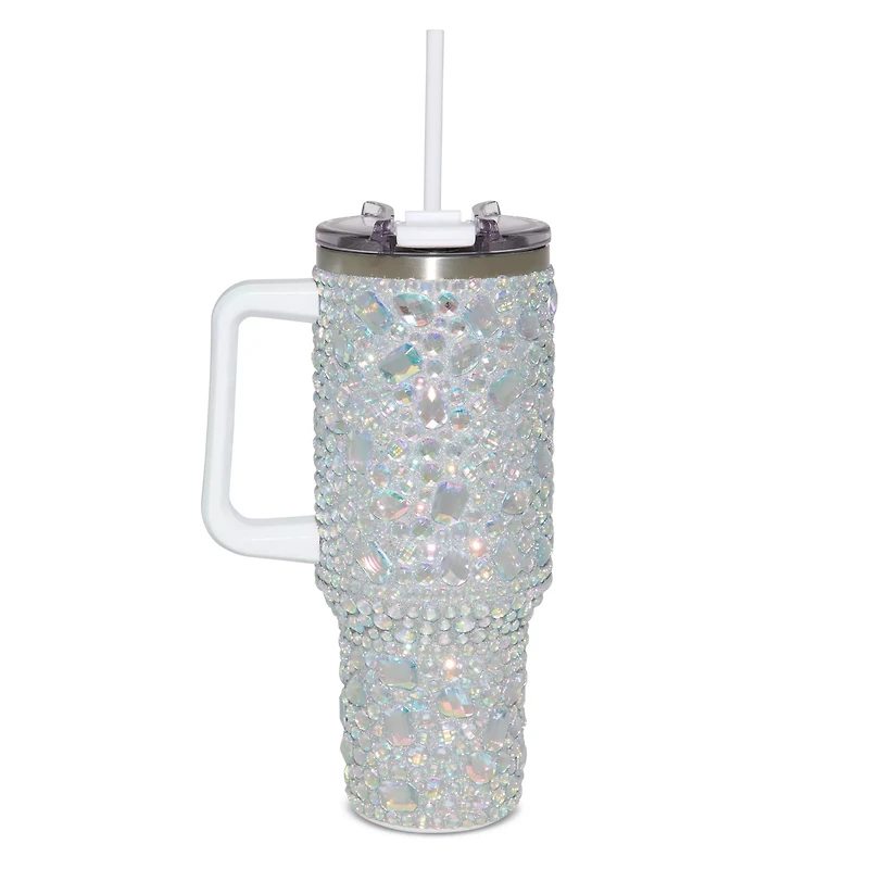 Bedazzled Gemstone Travel Tumbler with Straw - 40 oz.