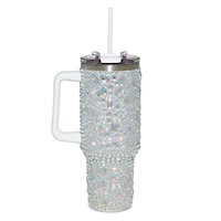 Bedazzled Gemstone Travel Tumbler with Straw - 40 oz.