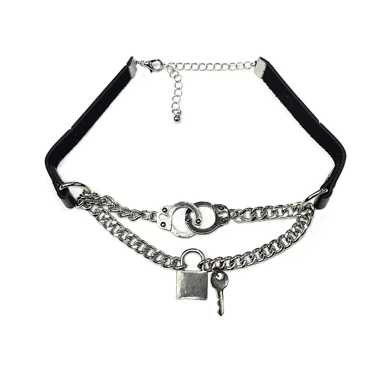 O-Ring Lock Key Drop Choker Necklace
