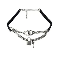 O-Ring Lock Key Drop Choker Necklace