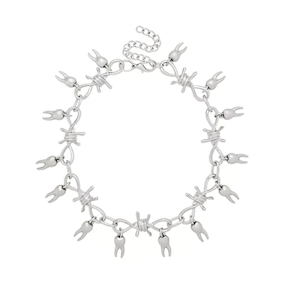 Barbed Wire Teeth Chain Choker Necklace