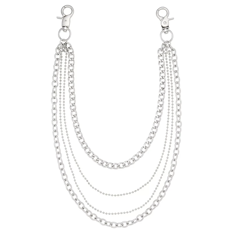 4 Row Silver-Tone Bike Wallet Chain