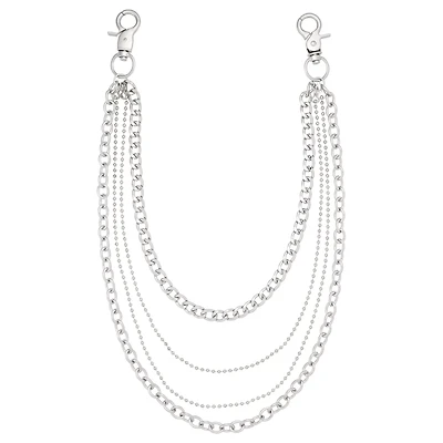 4 Row Silver-Tone Bike Wallet Chain
