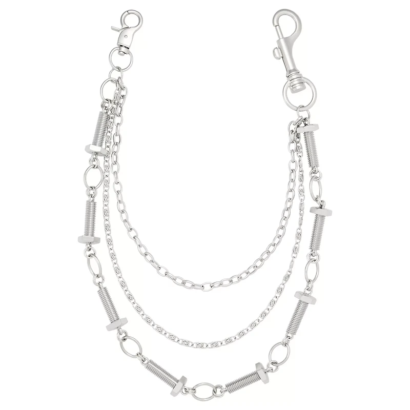 3 Row Screw Silver-Tone Wallet Chain
