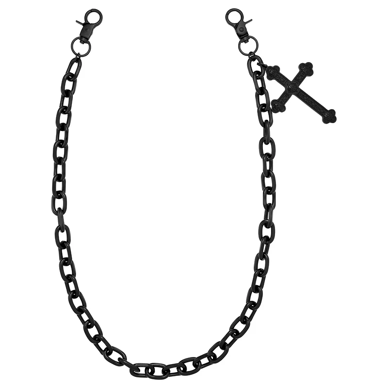 Black Big Cross Wallet Chain