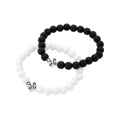 Multi-Pack Cross Black and White Beaded Bracelets - 2 Pack