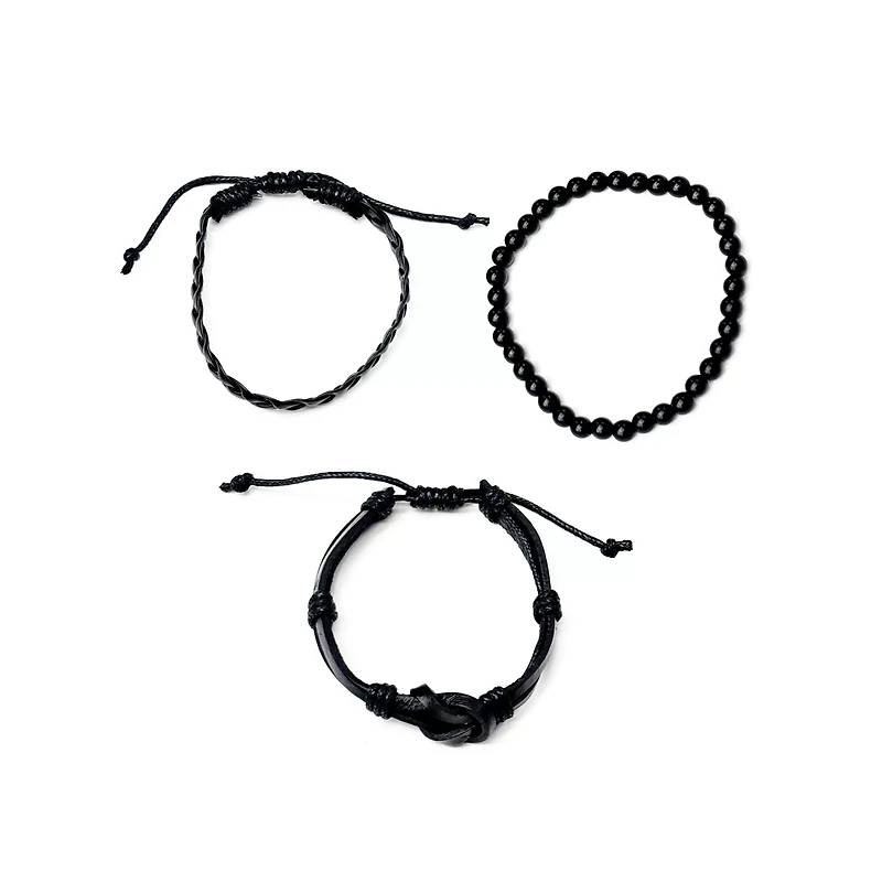 Multi-Pack Knotted Rope and Bead Bracelets - 3 Pack
