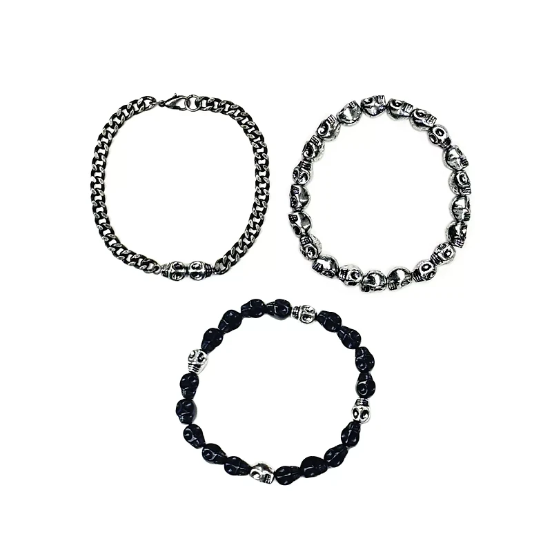 Multi-Pack Skull Head Bracelets - 3 Pack