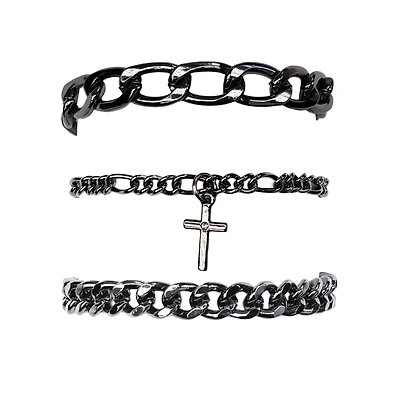 Multi-Pack Cross Charm Chain Bracelets - 3 Pack