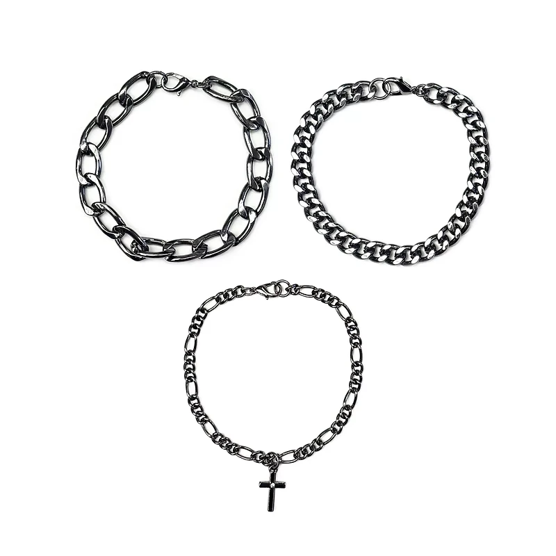 Multi-Pack Cross Charm Chain Bracelets - 3 Pack
