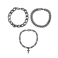 Multi-Pack Cross Charm Chain Bracelets - 3 Pack