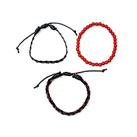 Multi-Pack Red and Black Woven and Beaded Bracelets - 3 Pack