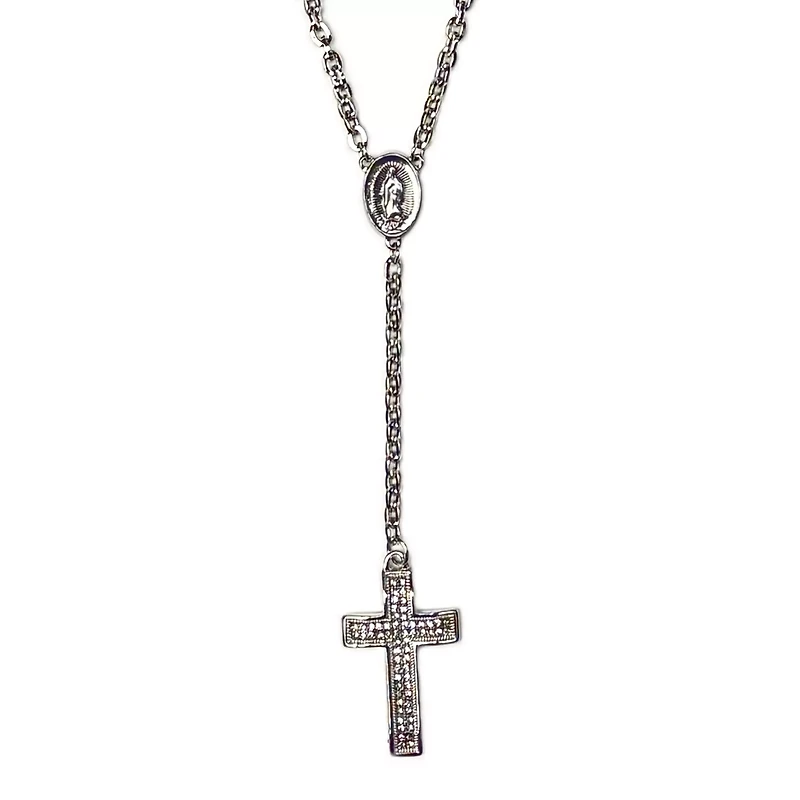 Silvertone Chain Rosary Necklace