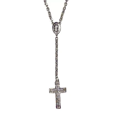 Silvertone Chain Rosary Necklace