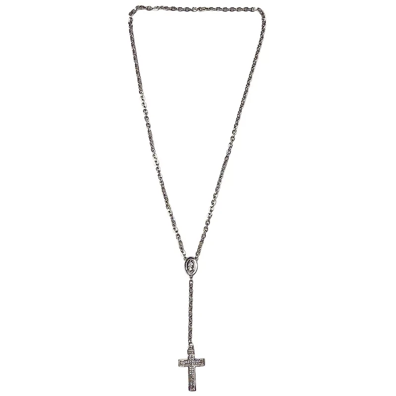 Silvertone Chain Rosary Necklace