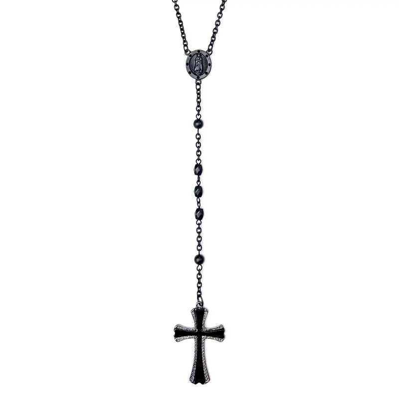 Black Chain Rosary Necklace