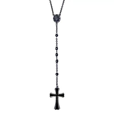 Black Chain Rosary Necklace