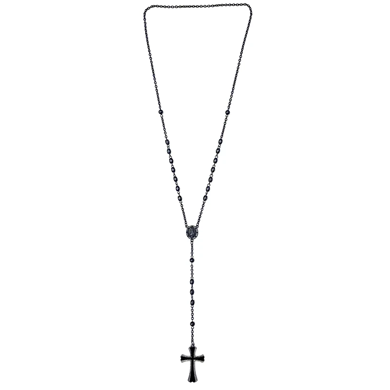 Black Chain Rosary Necklace