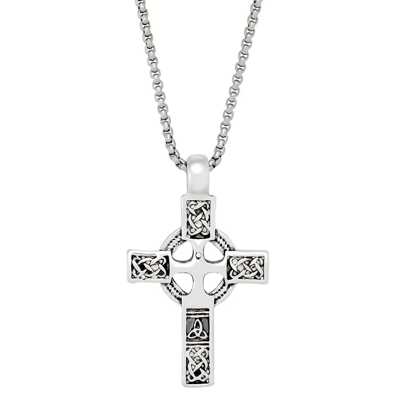 Gothic Cross Silver-Tone Necklace
