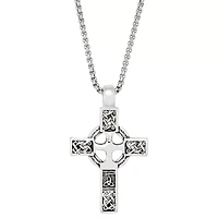 Gothic Cross Silver-Tone Necklace
