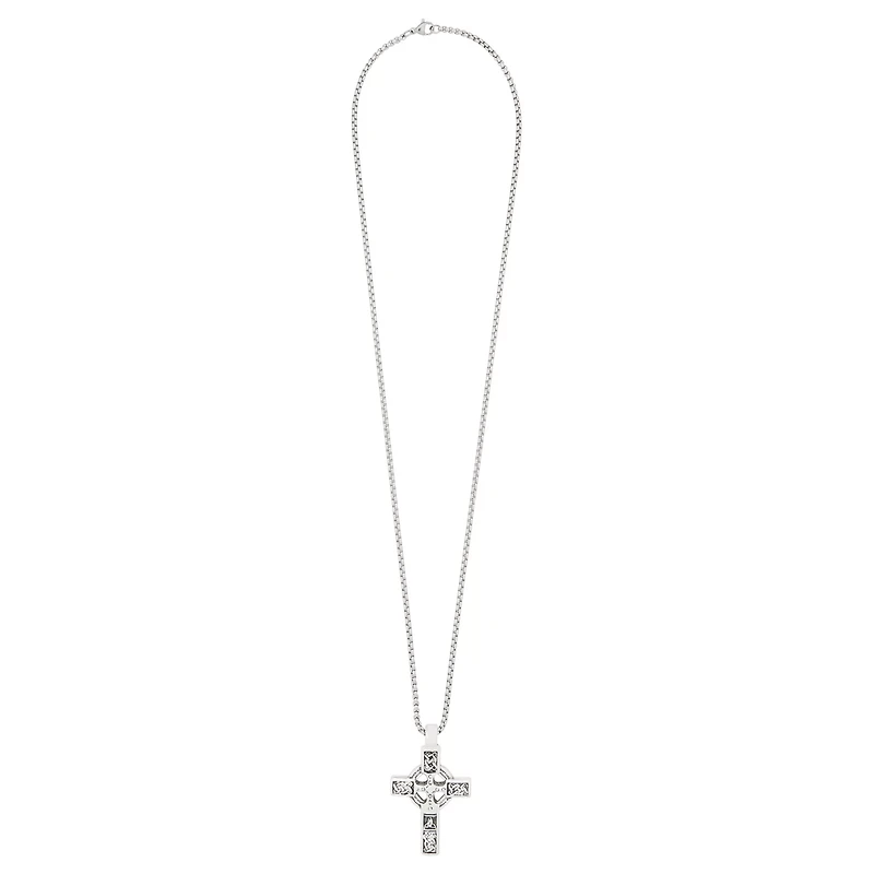 Gothic Cross Silver-Tone Necklace