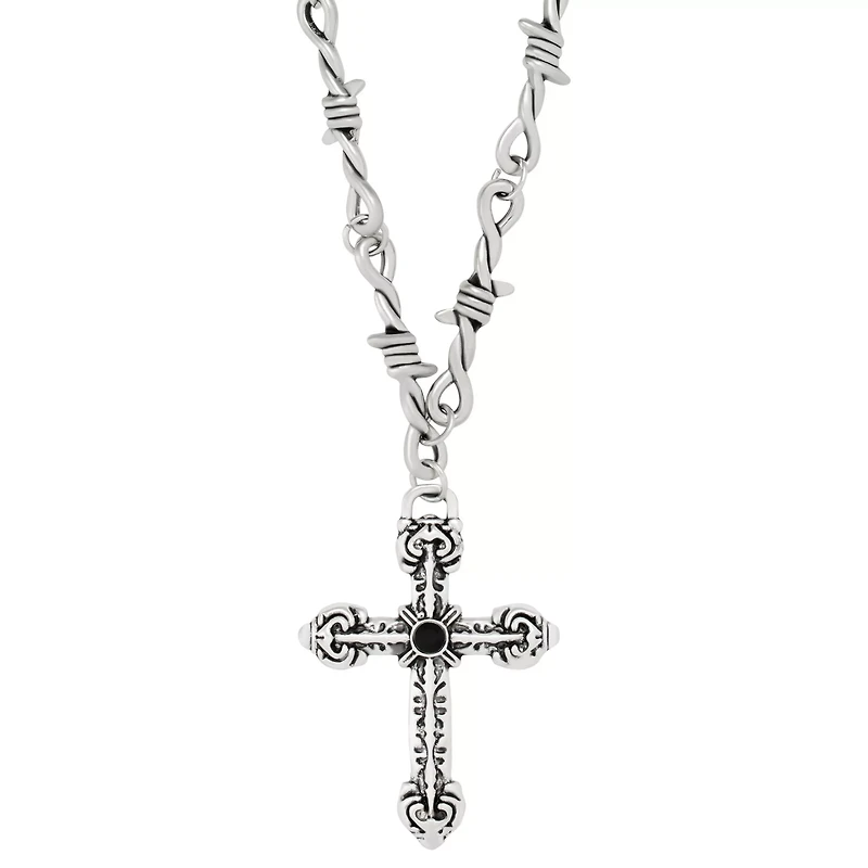 Barbed Wire Cross Necklace