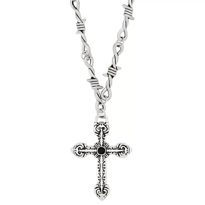 Barbed Wire Cross Necklace