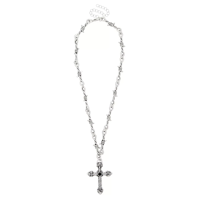 Barbed Wire Cross Necklace