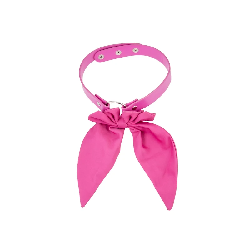 Oversized Pink Bow Choker Necklace