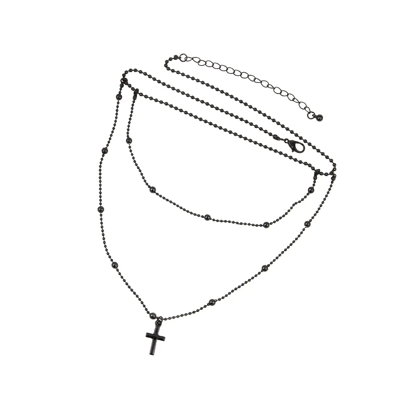 Cross Drop Chain Choker Necklace