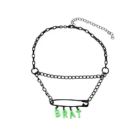 Safety Pin Brat Chain Choker Necklace