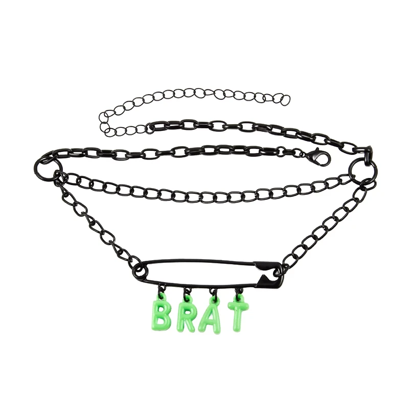 Safety Pin Brat Chain Choker Necklace