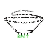 Safety Pin Brat Chain Choker Necklace