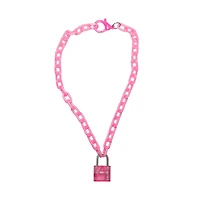 Pink Acrylic Locket Chain Necklace