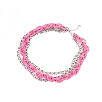 Pink 3 Row Chunky Chain Necklace